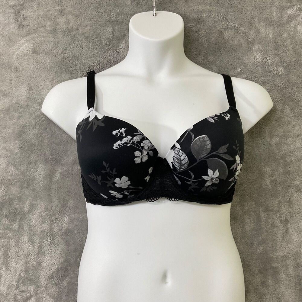 Auden BRA 38DD The Daydream Black, White floral wired Lightly Padded Wire
